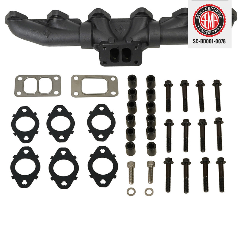 EXHAUST MANIFOLD KIT STOCK/T3 DODGE 24-VALVE 5.9L CUMMINS 1998.5-2002