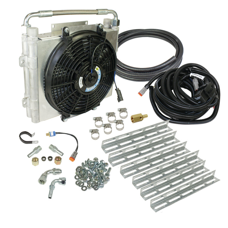 Xtrude Double Stacked Transmission Cooler with Fan - Complete Kit 5/8in Lines